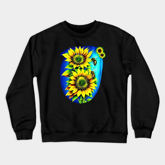 Bee On A Sunflower Crewneck Sweatshirt by LetsGetInspired